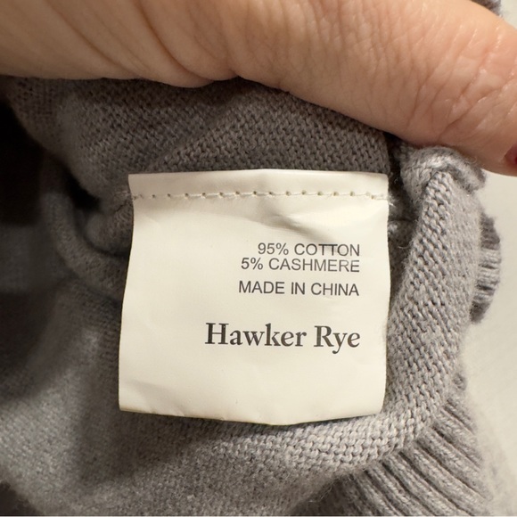 Hawker Rye Men's Cashmere and Cotton Gray 1/4 zip Sweater - Picture 3 of 6